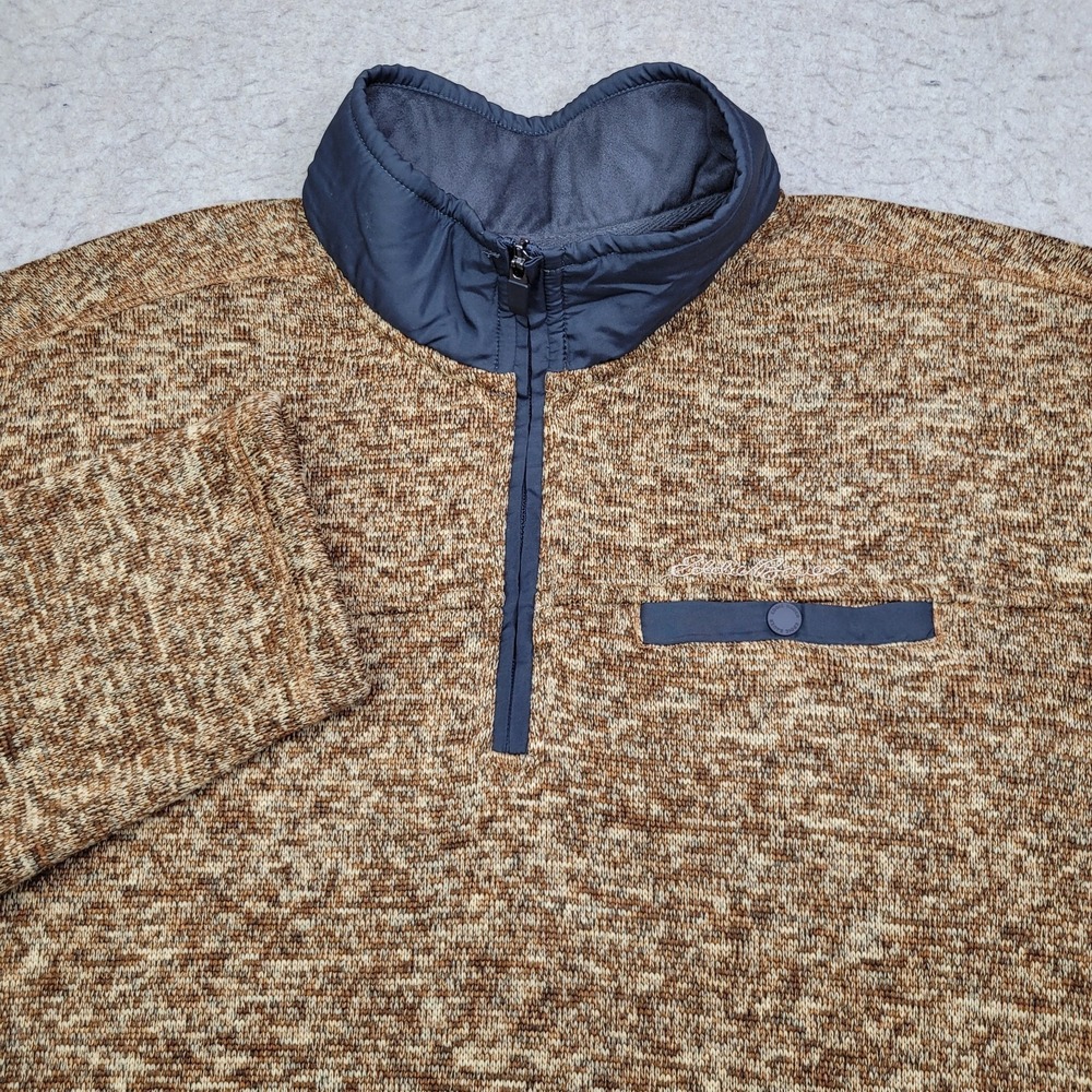 Eddie Bauer Sweater‎ Mens XL Brown Quarter Zip Outdoors Camping Gorpcore